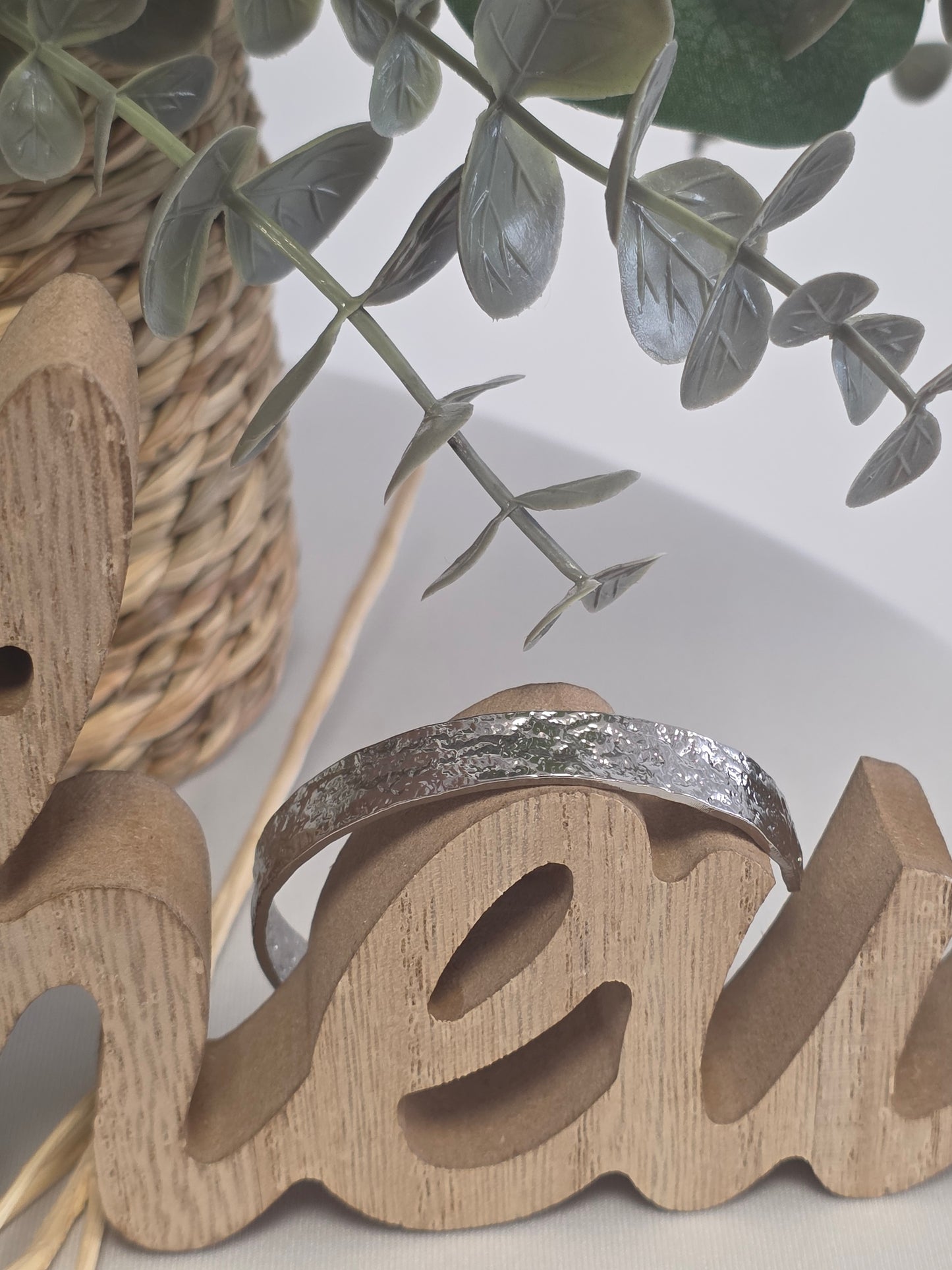 Notre Collection de Bijoux - Bracelet Manchette Texturé Argenté