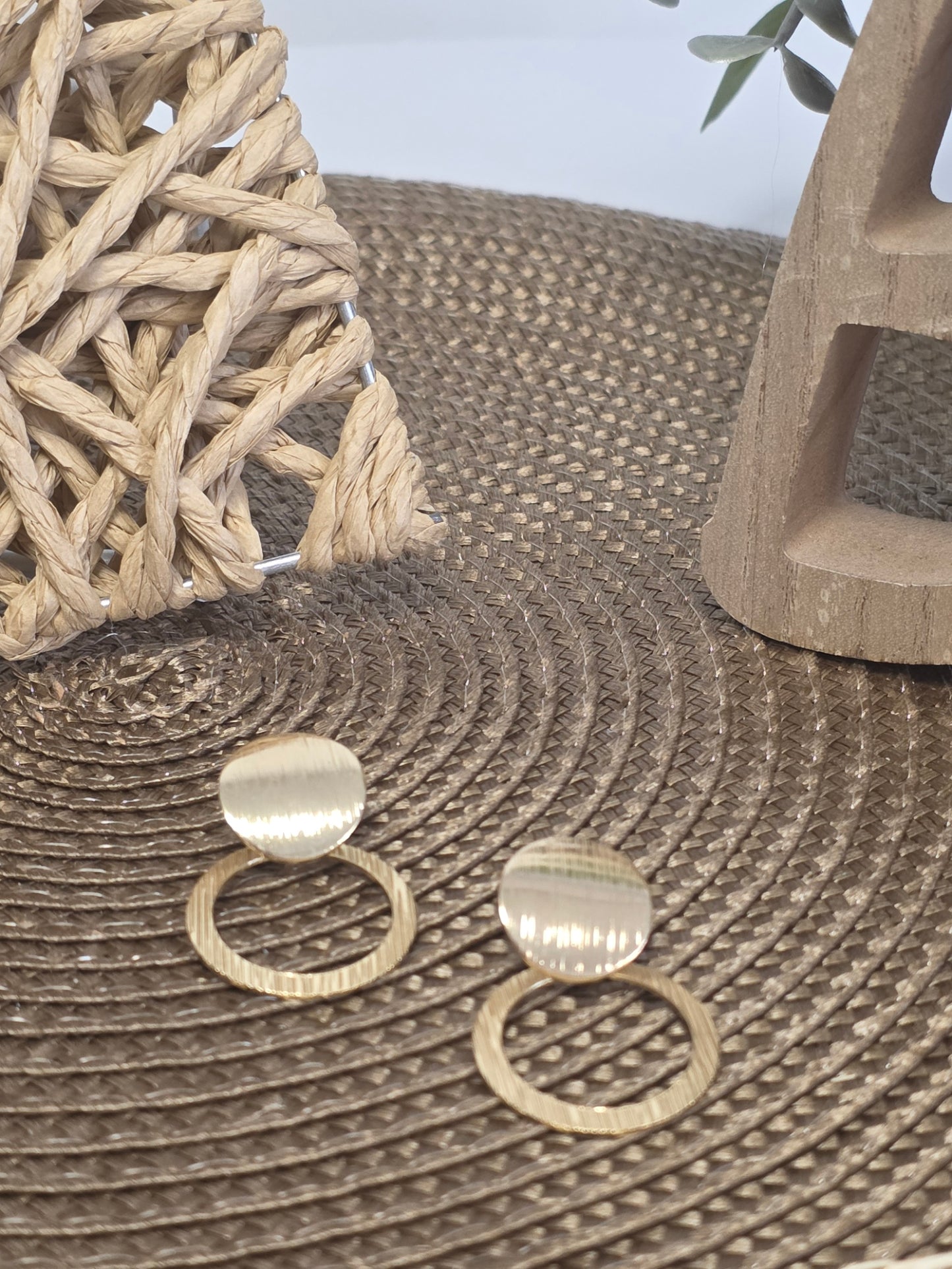 Notre Collection de Bijoux - Boucle d'Oreille Pendante Doré