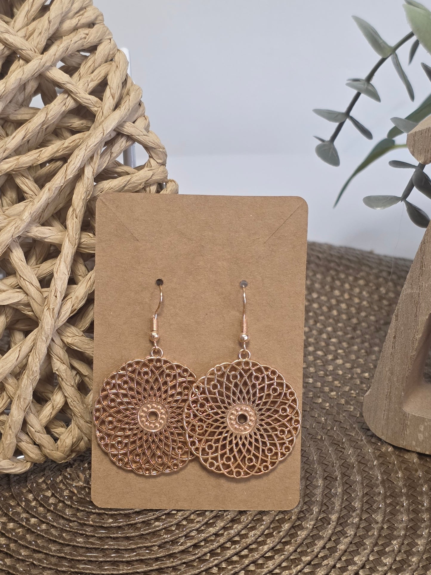 Notre Collection de Bijoux - Boucle d'Oreille Ronde Ajouré Doré