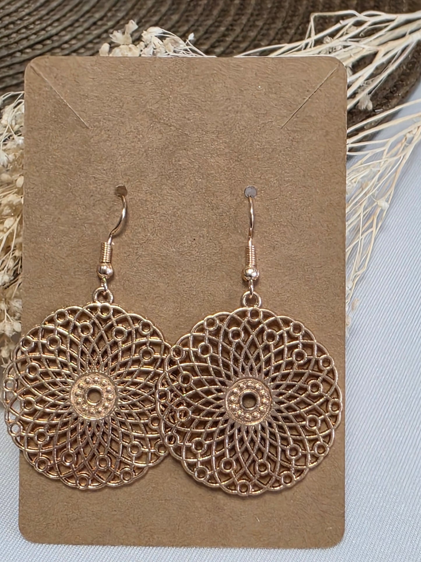 Notre Collection de Bijoux - Boucle d'Oreille Ronde Ajouré Doré