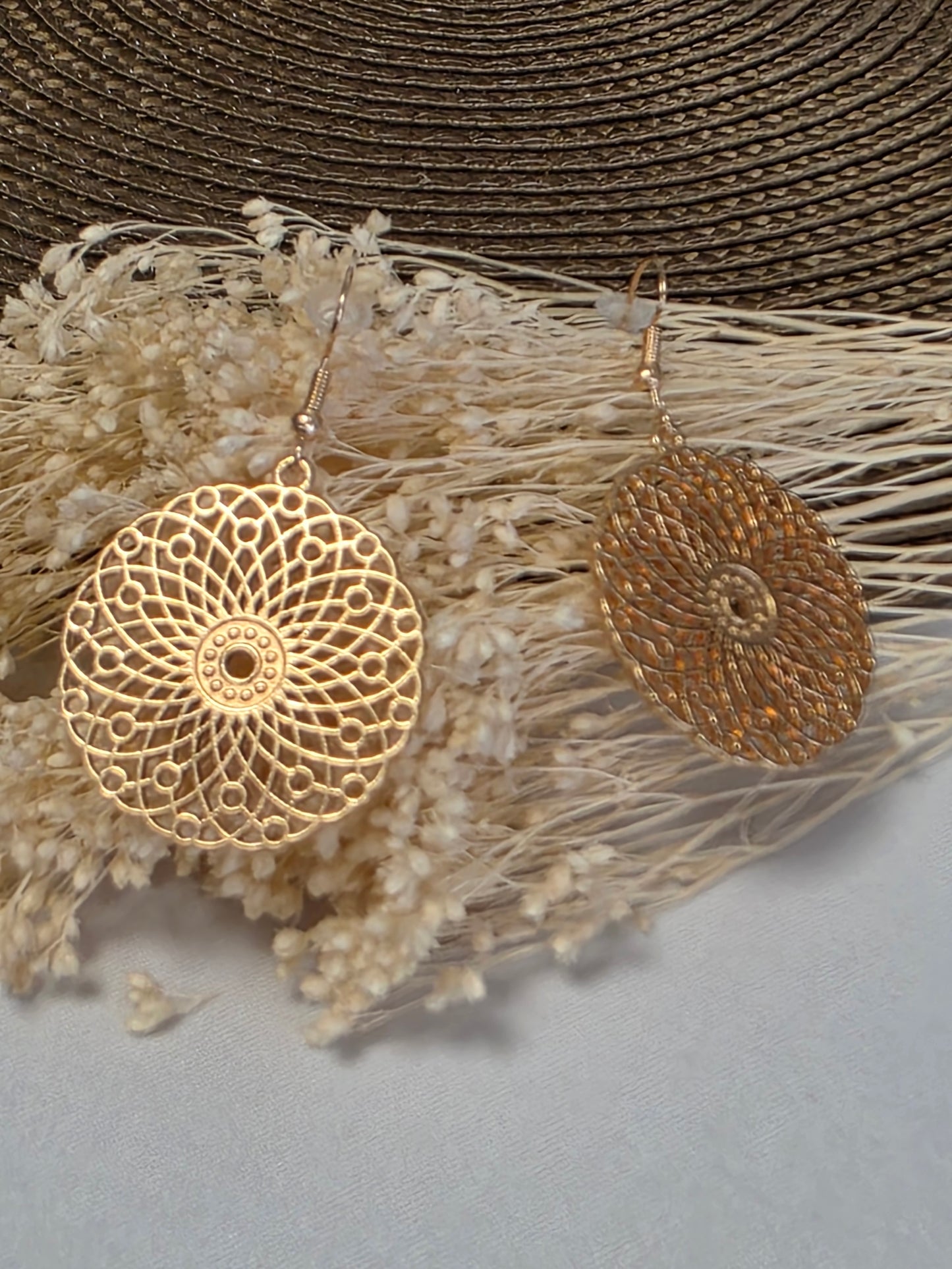 Notre Collection de Bijoux - Boucle d'Oreille Ronde Ajouré Doré