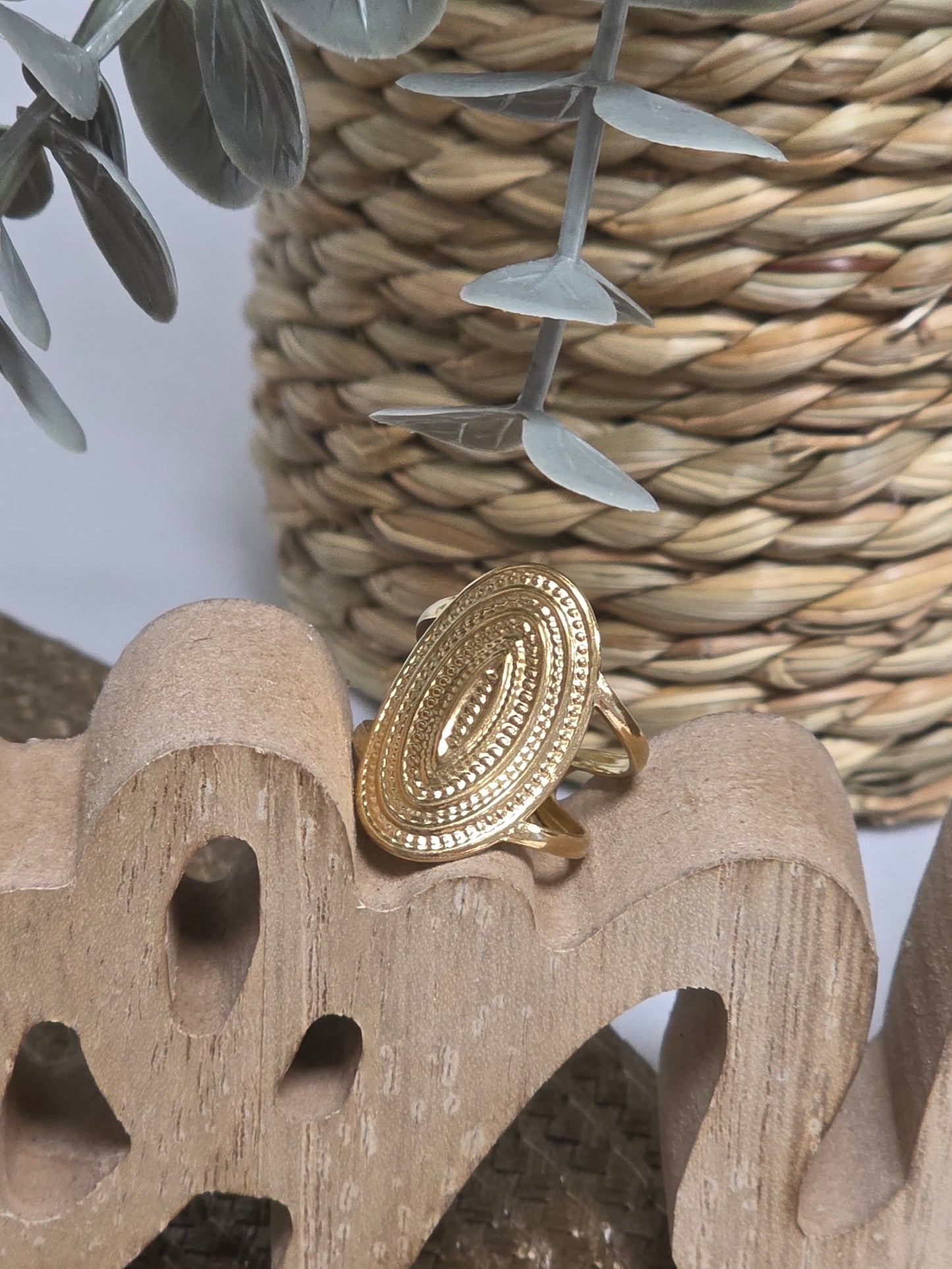 Notre Collection de Bijoux - Bague Doré Texturé Forme Ovale