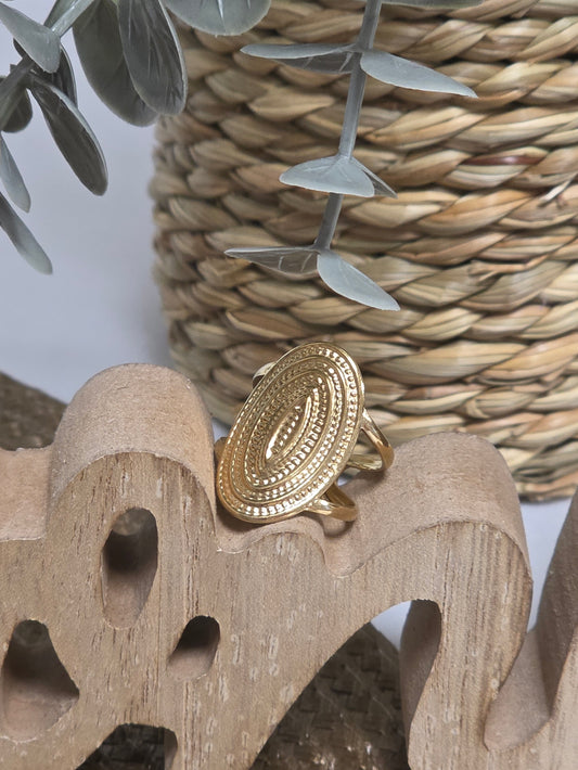 Notre Collection de Bijoux - Bague Doré Texturé Forme Ovale