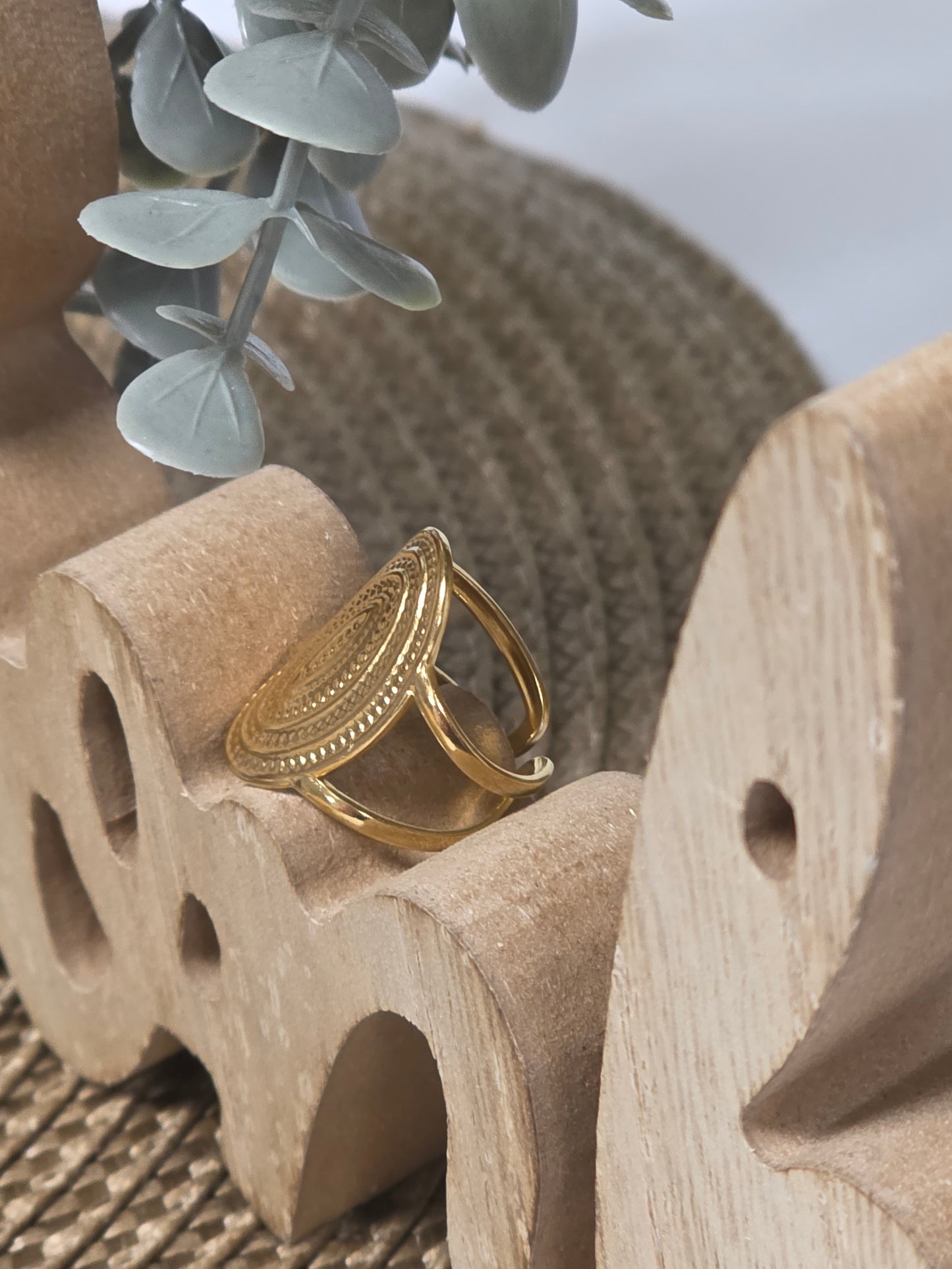 Notre Collection de Bijoux - Bague Doré Texturé Forme Ovale