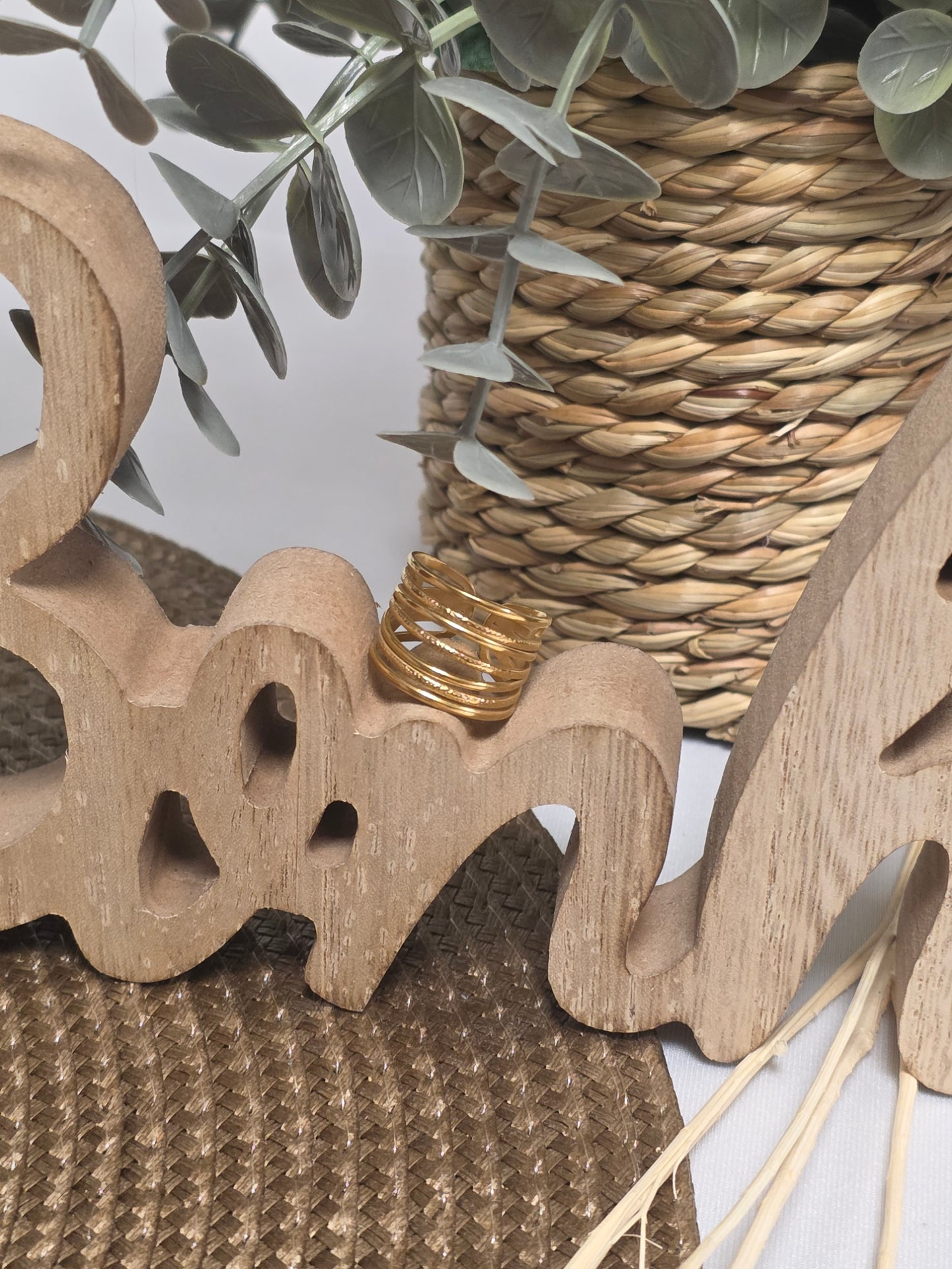 Notre Collection de Bijoux - Bague Doré Anneau Rayé