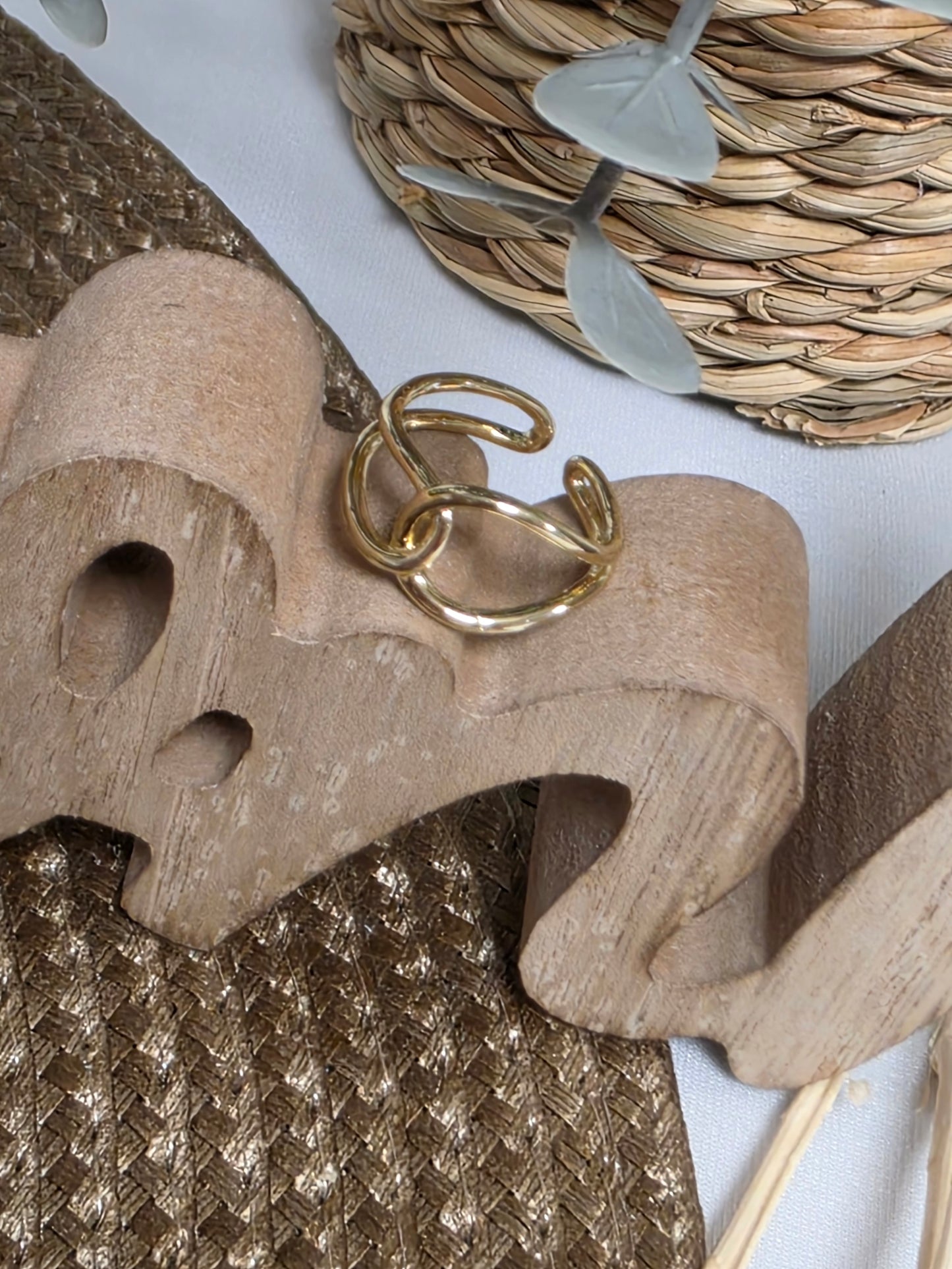 Notre Collection de Bijoux - Bague Design Chaine Doré