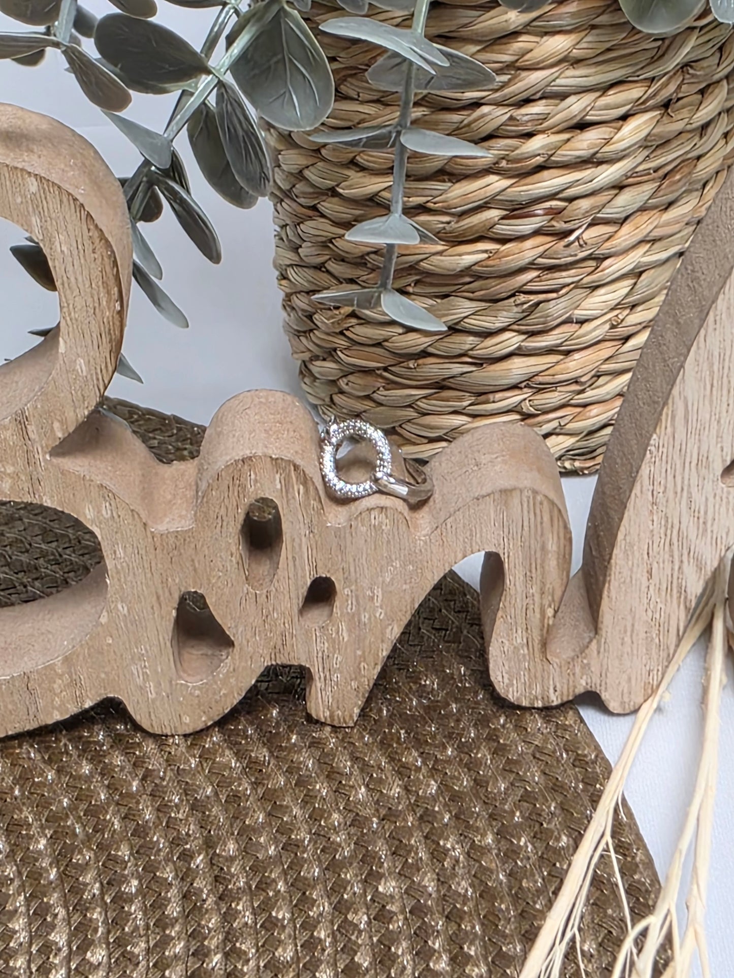 Notre Collection de Bijoux - Bague Cercle Argenté Pierre Blanche