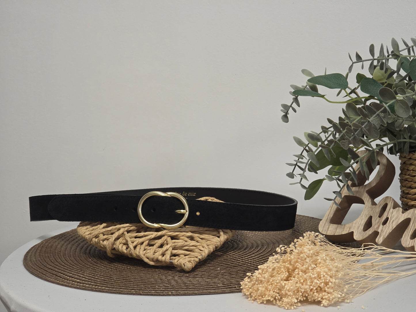 Ceinture Croûte de Cuir Noir