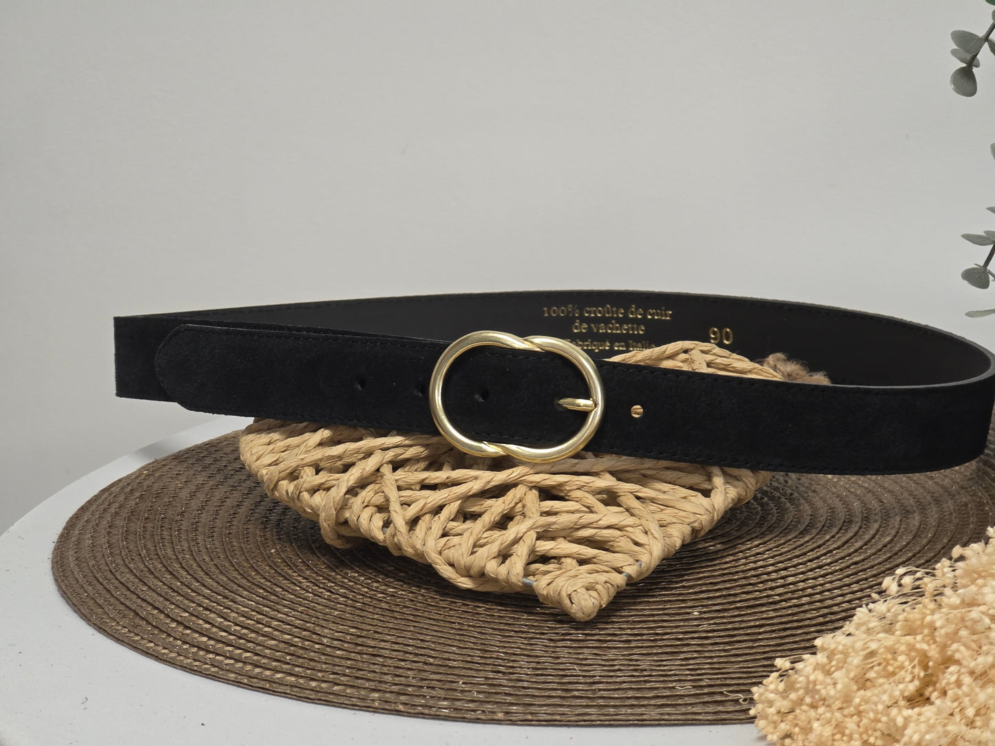 Ceinture Croûte de Cuir Noir