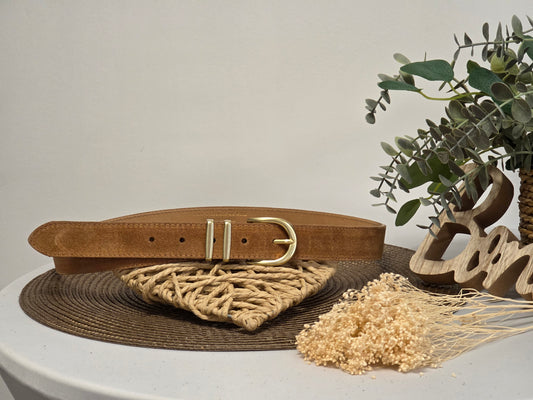 Ceinture Croûte de Cuir Camel