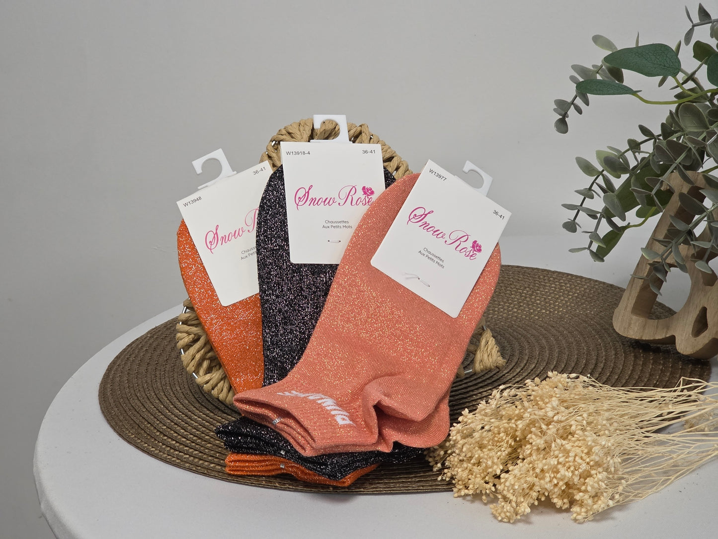 Coffret Trio Socquettes Pailletées Punaise