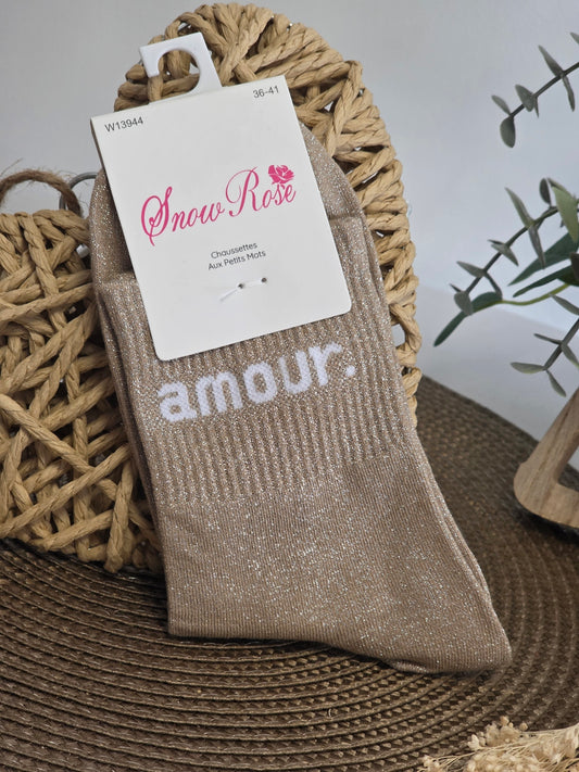 LOVE - Taupe Sequin Sock