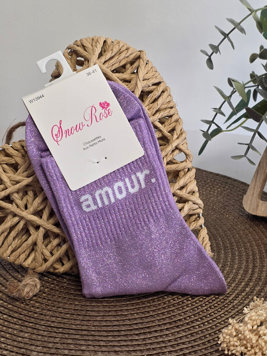 LOVE - Purple Sequin Sock