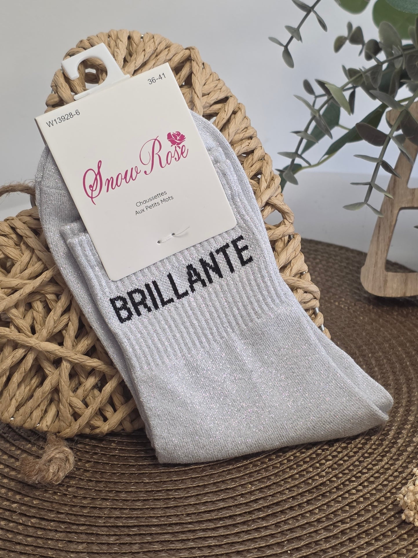 BRILLANTE - Chaussette à Paillette Grise