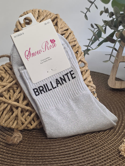 BRILLANTE - Chaussette à Paillette Grise