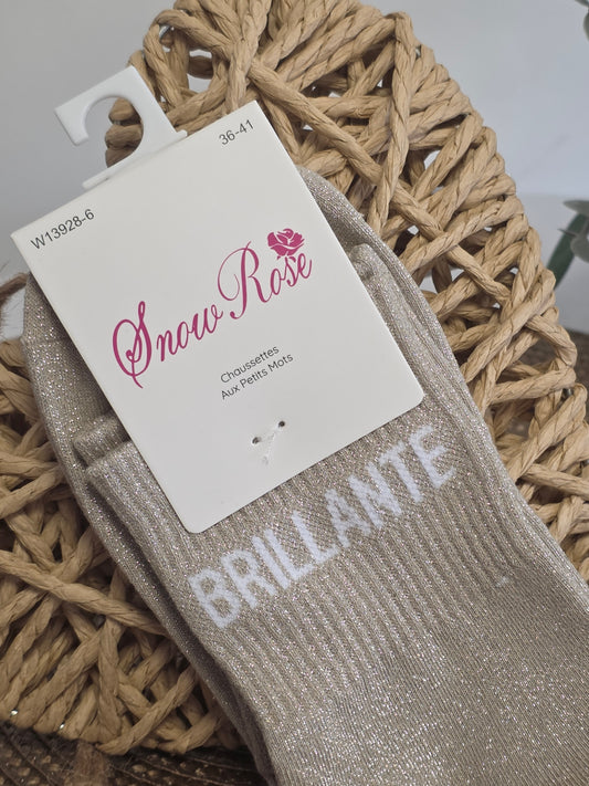 BRILLANTE - Chaussette à Paillette Beige