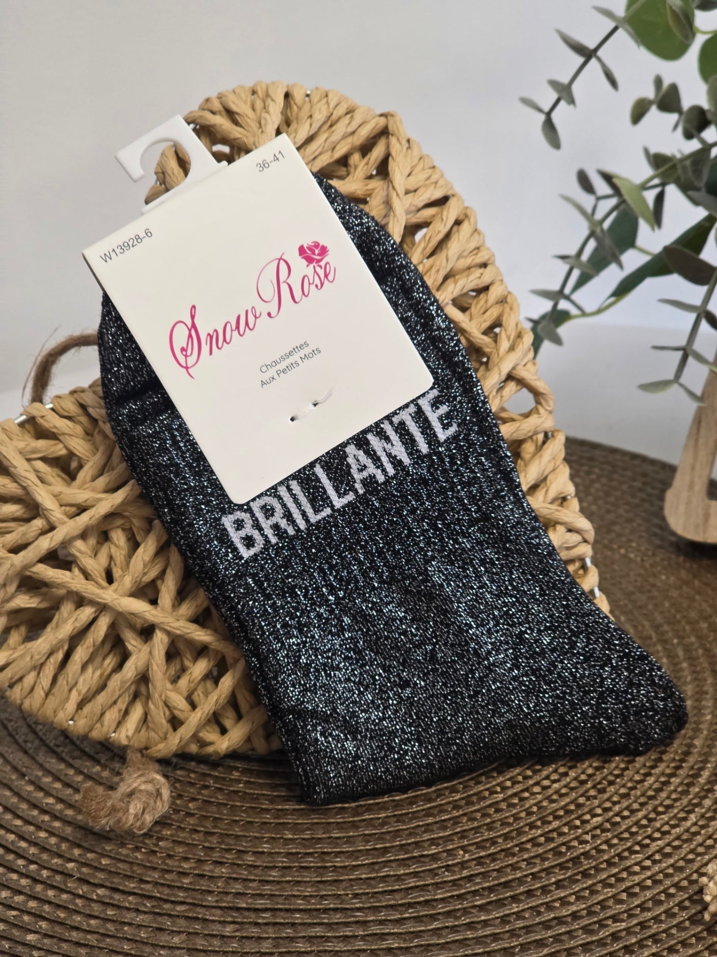 BRILLANTE - Chaussette à Paillette Noir