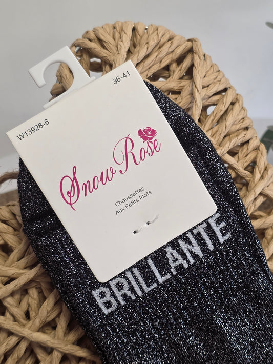BRILLANTE - Chaussette à Paillette Noir