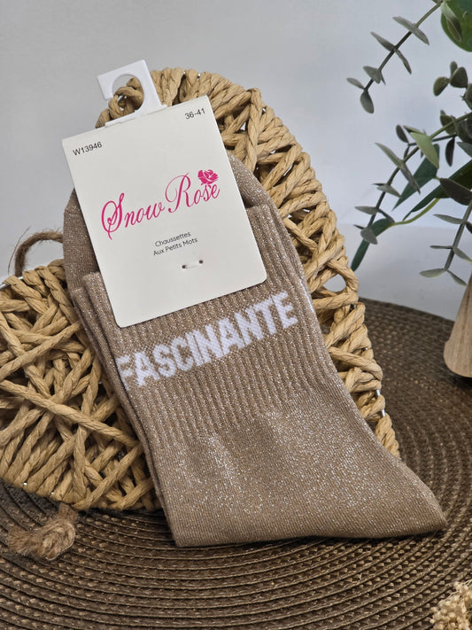 FASCINANTE - Taupe Sequin Sock