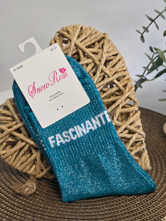 FASCINANTE - Chaussette à Paillette Bleu Canard