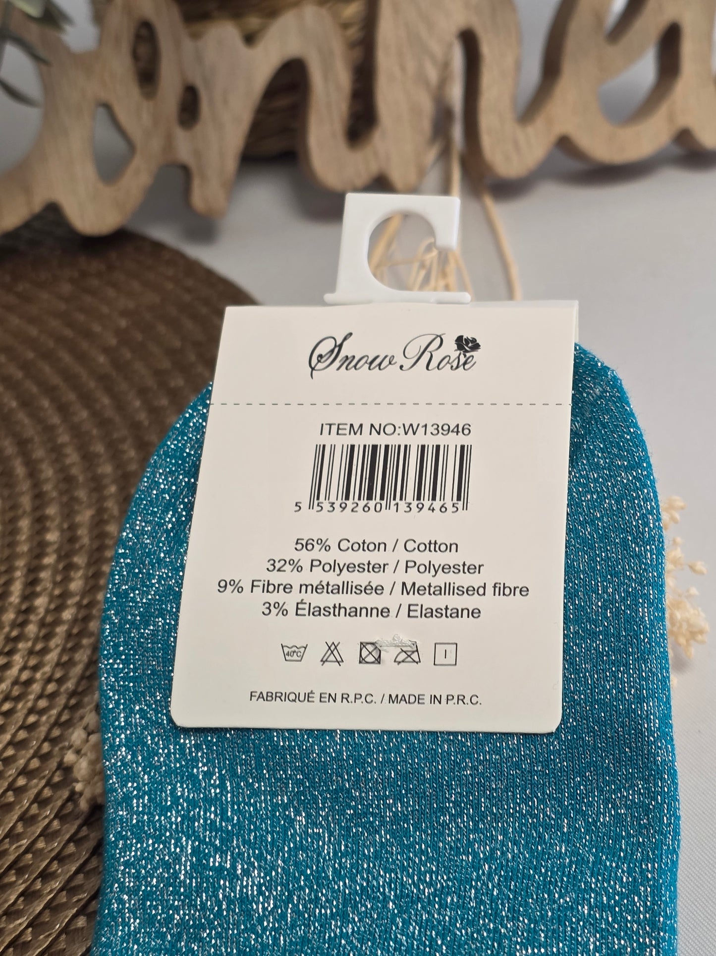 FASCINANTE - Chaussette à Paillette Bleu Canard