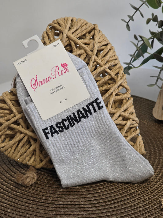 FASCINANTE - Chaussette à Paillette Gris Clair