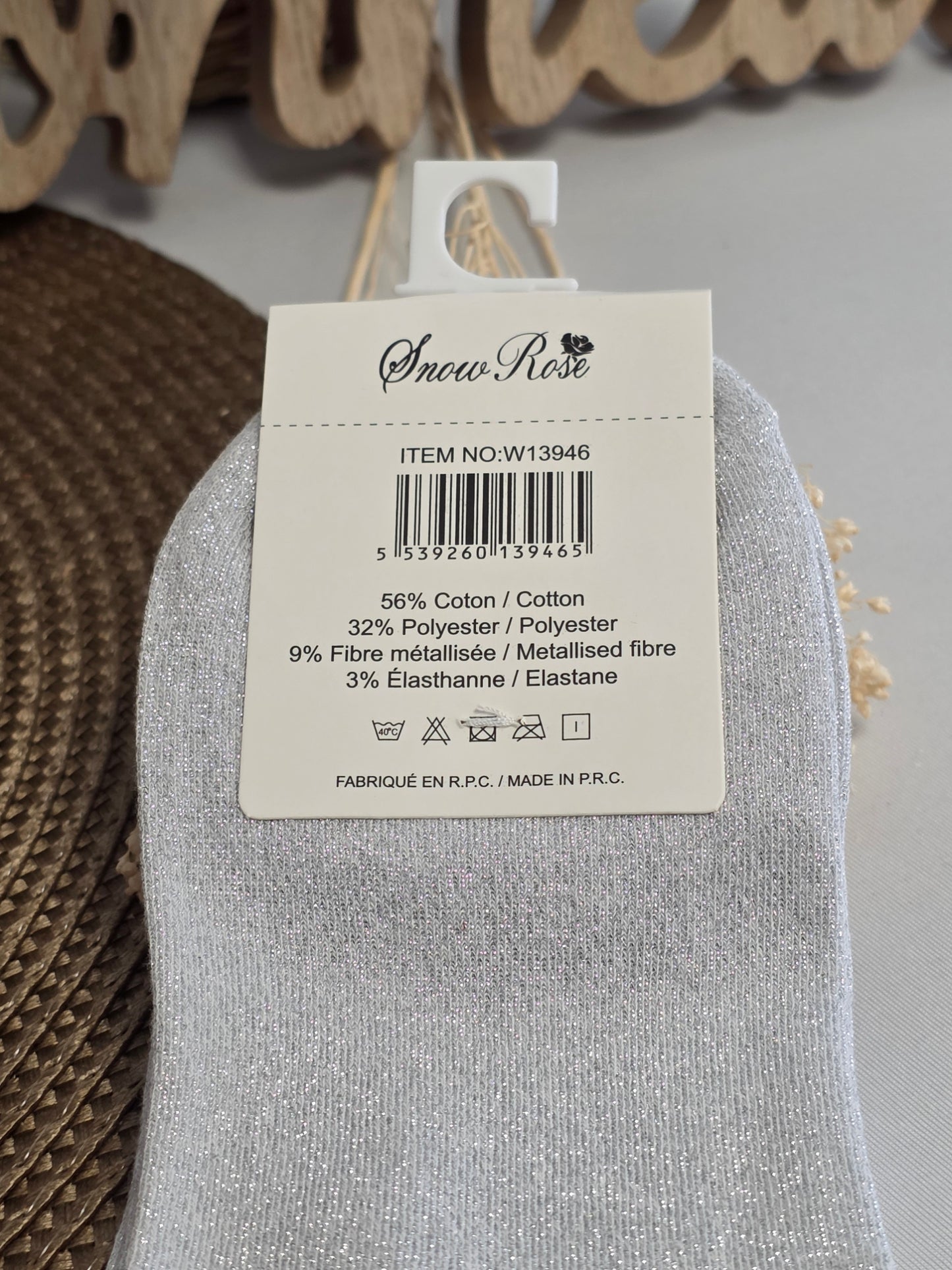 FASCINANTE - Chaussette à Paillette Gris Clair