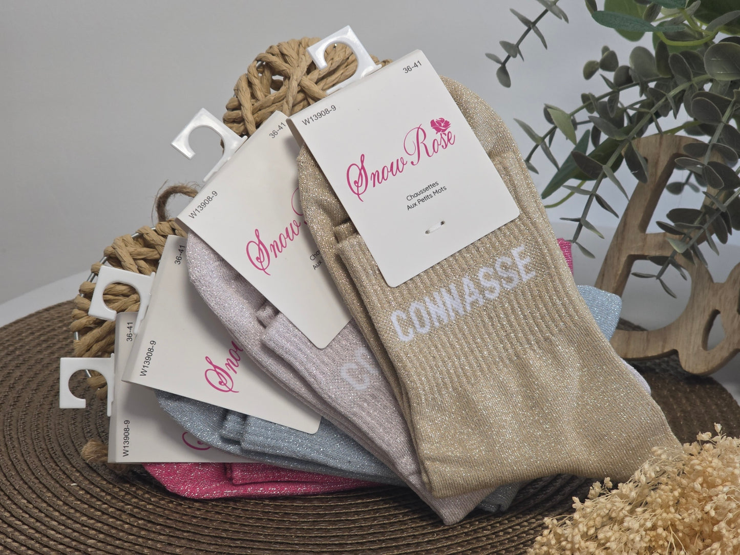 CONNASSE - Chaussette à Paillette Rose Pâle