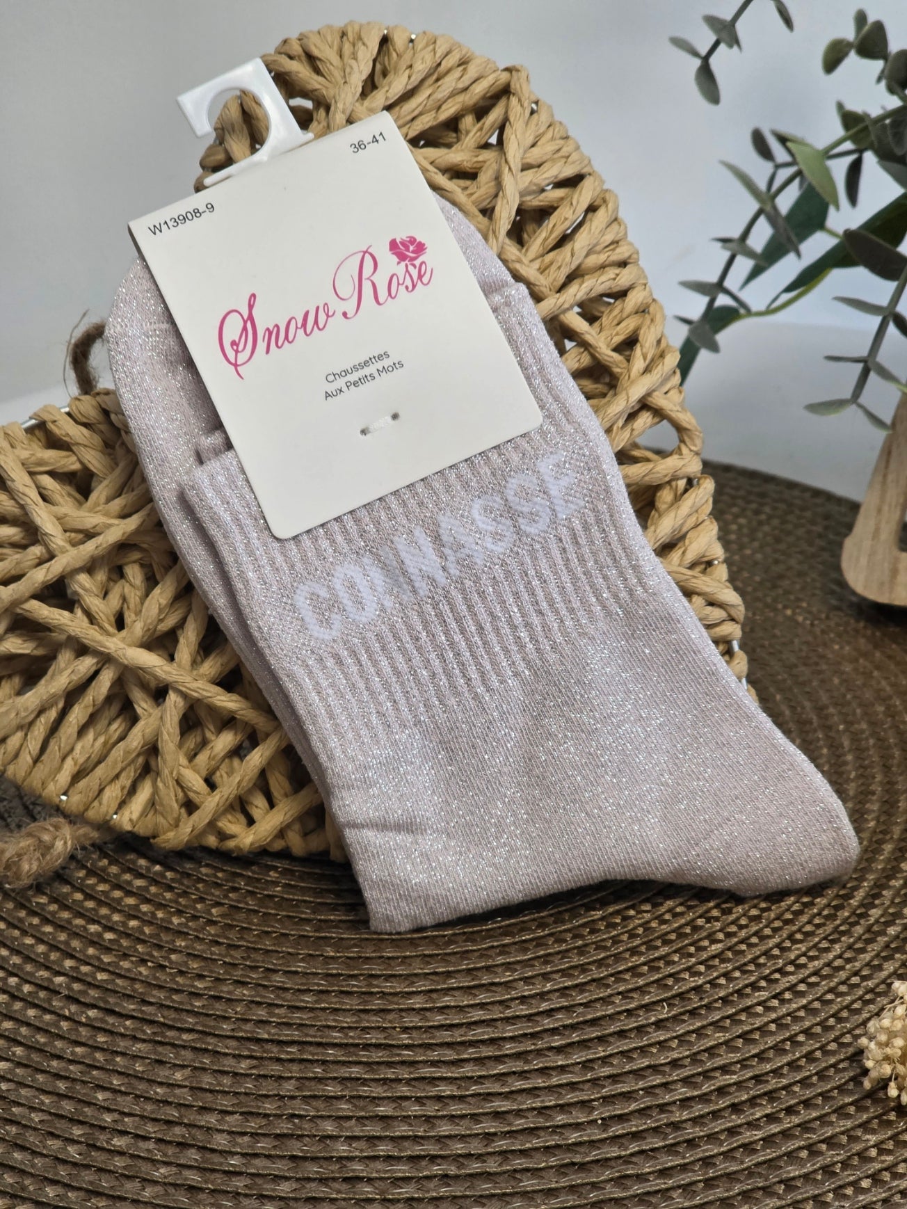 CONNASSE - Chaussette à Paillette Rose Pâle