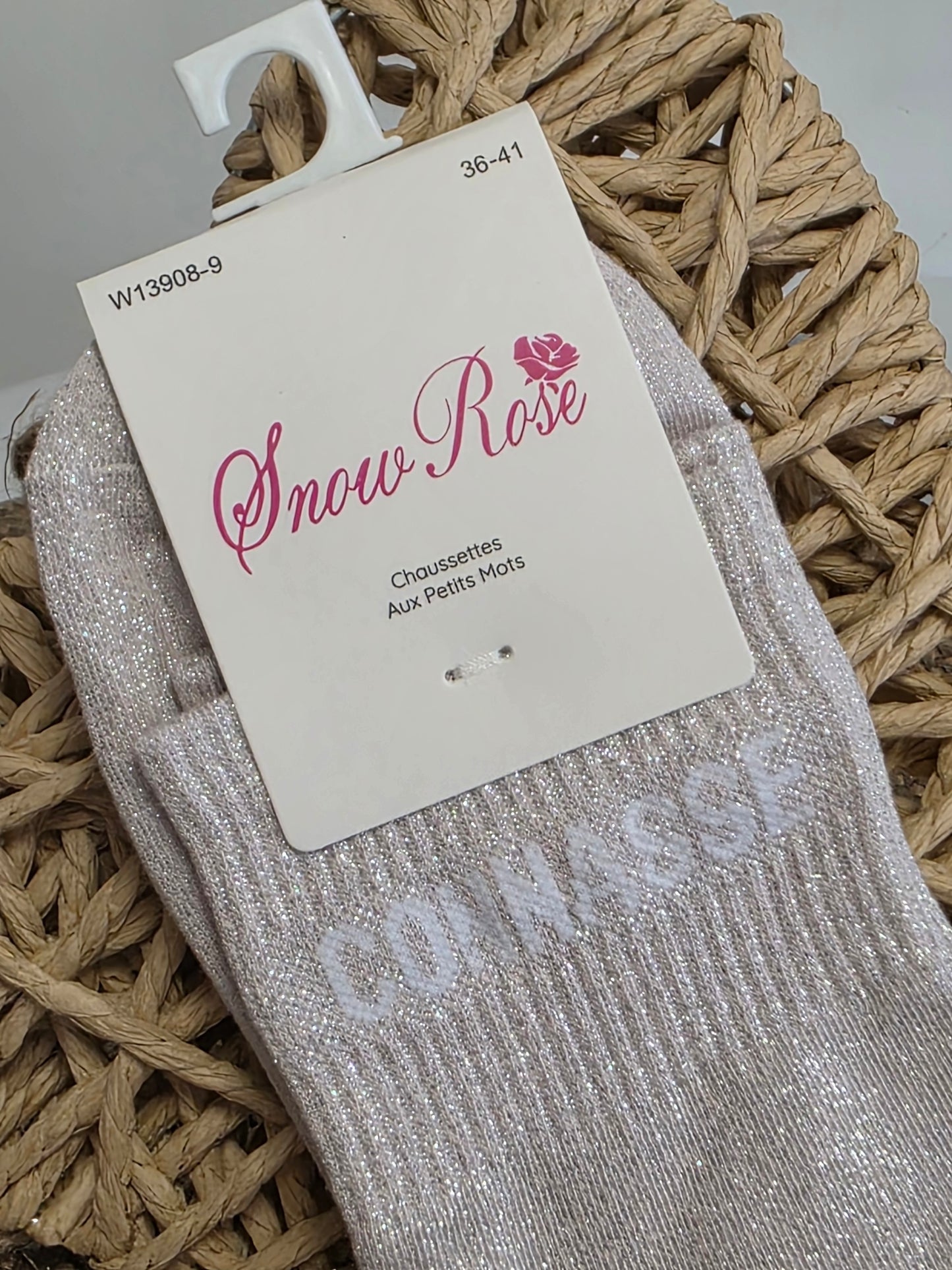 CONNASSE - Chaussette à Paillette Rose Pâle