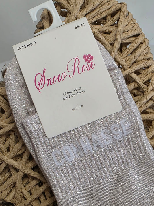 CONNASSE - Chaussette à Paillette Rose Pâle