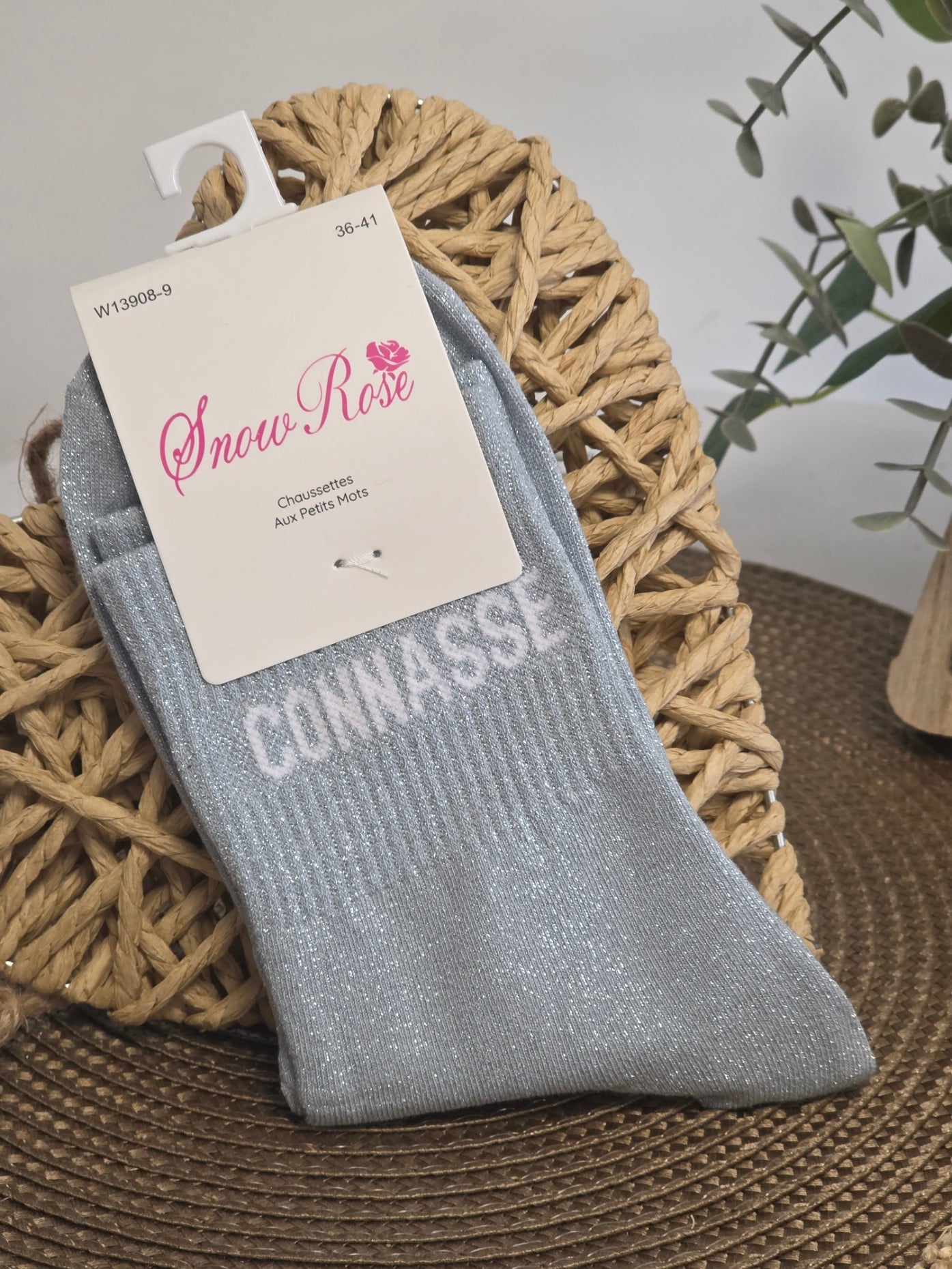 CONNASSE - Chaussette à Paillette Gris Bleuté