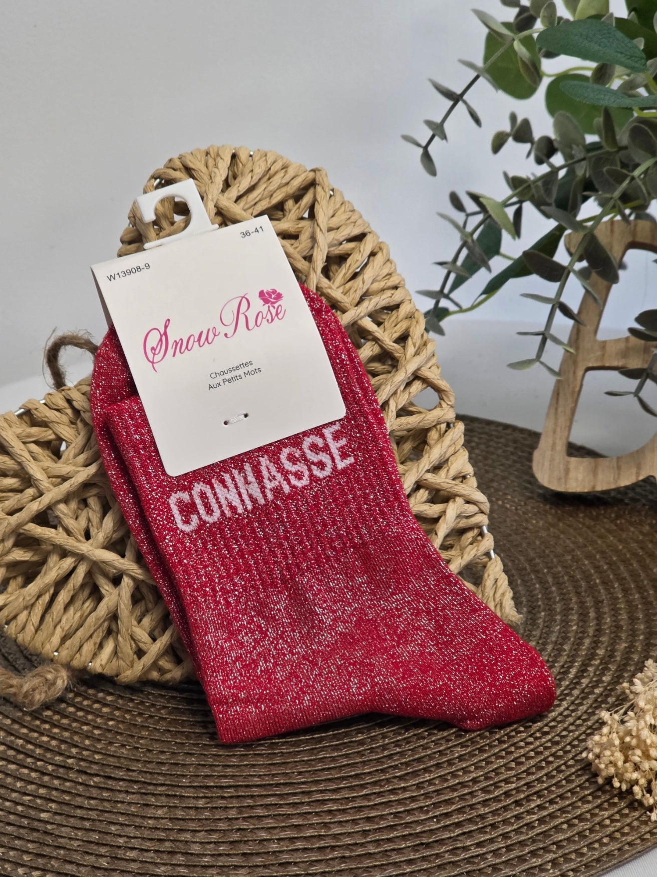 CONNASSE - Chaussette à Paillette Rouge