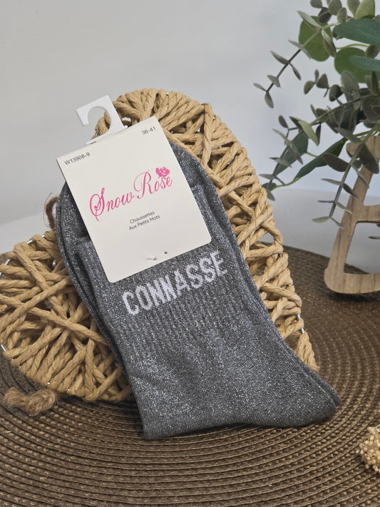 CONNASSE - Chaussette à Paillette Gris Foncé