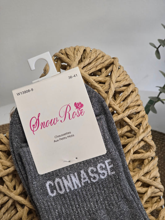 CONNASSE - Chaussette à Paillette Gris Foncé