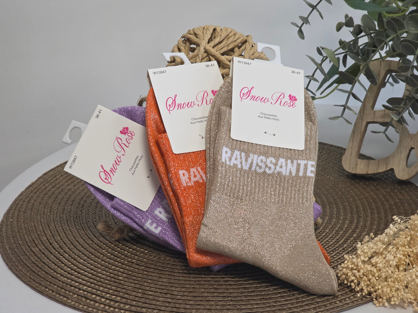 RAVISSANTE - Chaussette à Paillette Violette