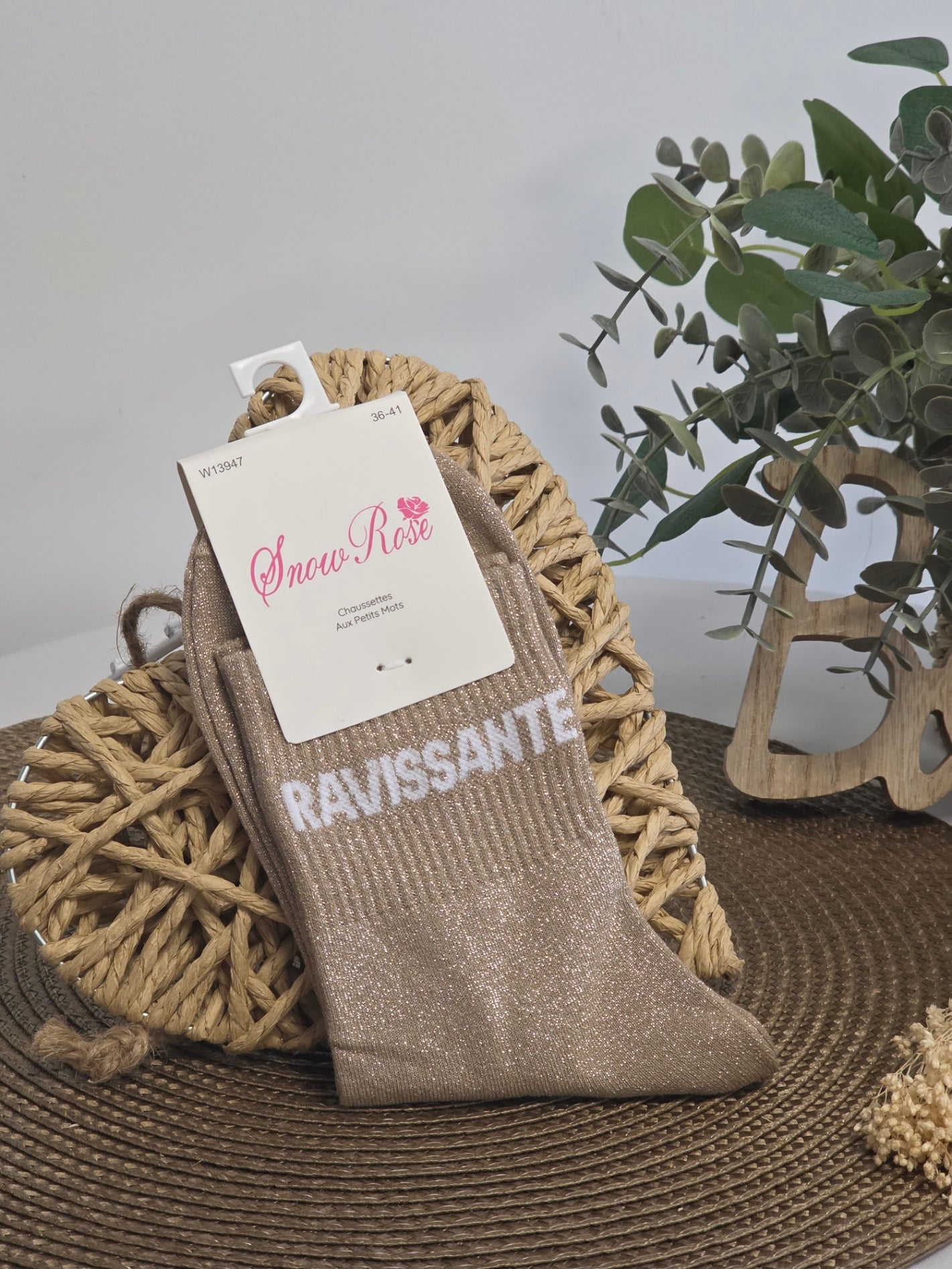 RAVISSANTE - Chaussette à Paillette Taupe