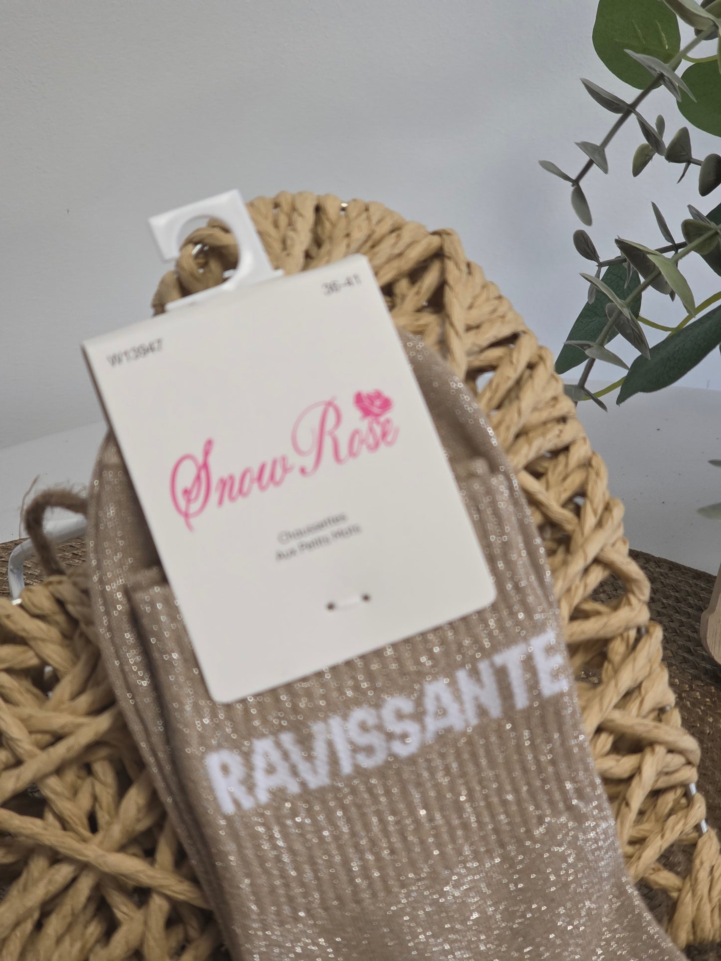 RAVISSANTE - Chaussette à Paillette Taupe