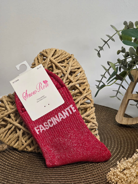 FASCINANTE - Chaussette à Paillette Rouge