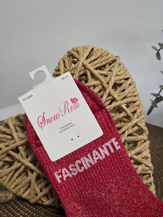 FASCINANTE - Chaussette à Paillette Rouge