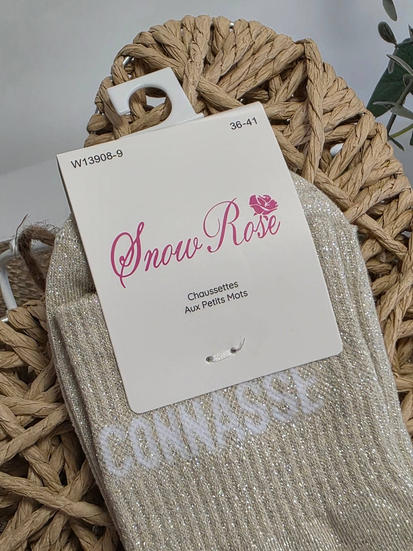 CONNASSE - Chaussette à Paillette Beige Clair