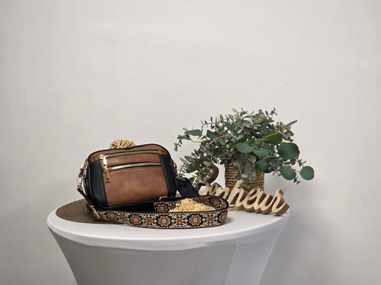 Sac Sofia Noir et Camel