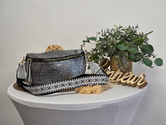 Elyse Black Silver Fanny Pack