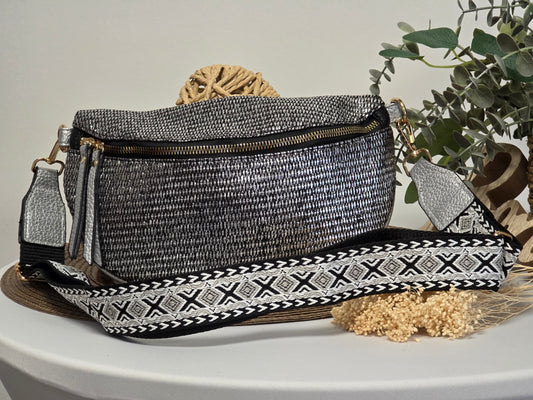 Elyse Black Silver Fanny Pack