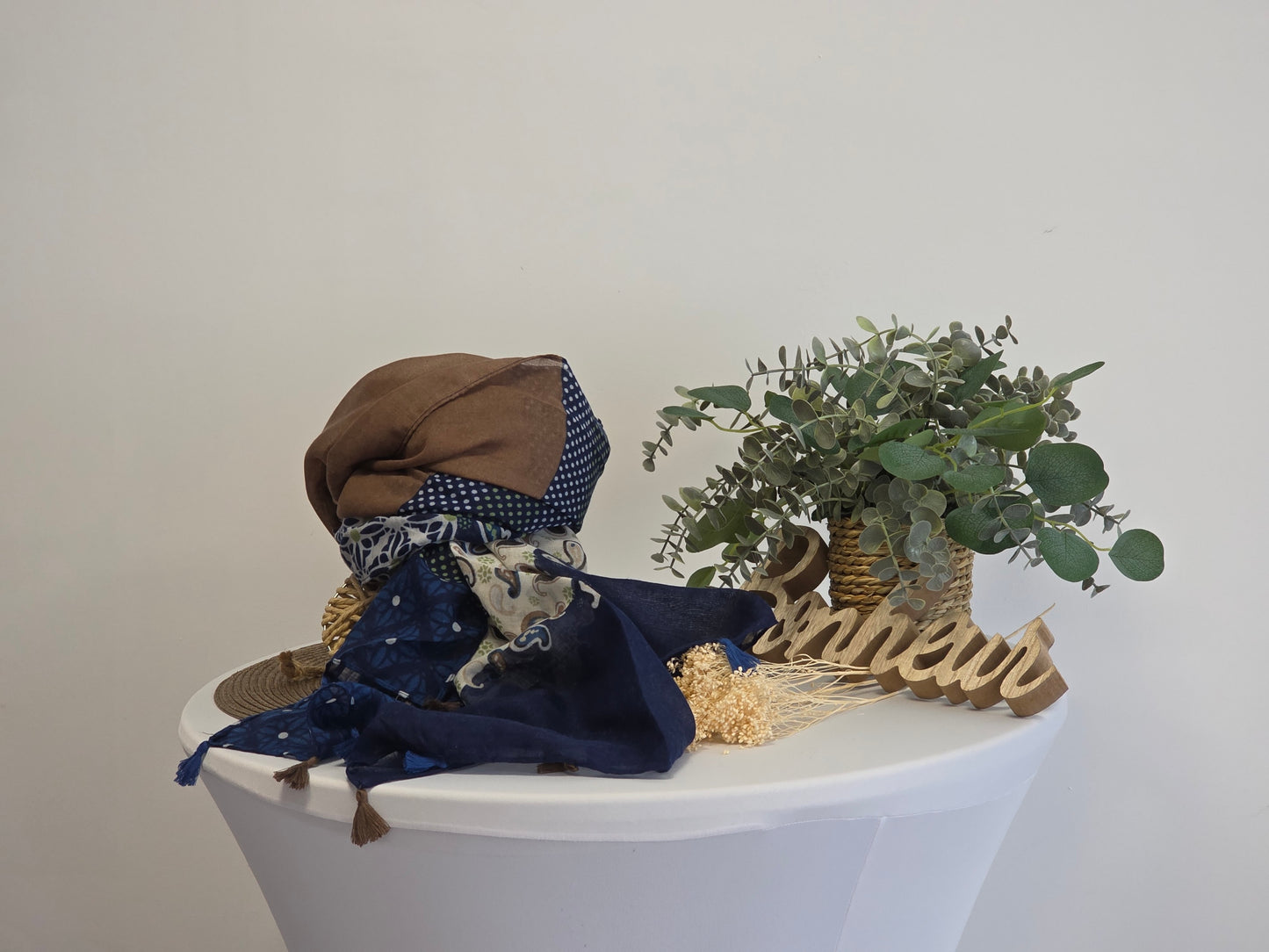 Foulard Femme Automne Hiver Bleu Maronné