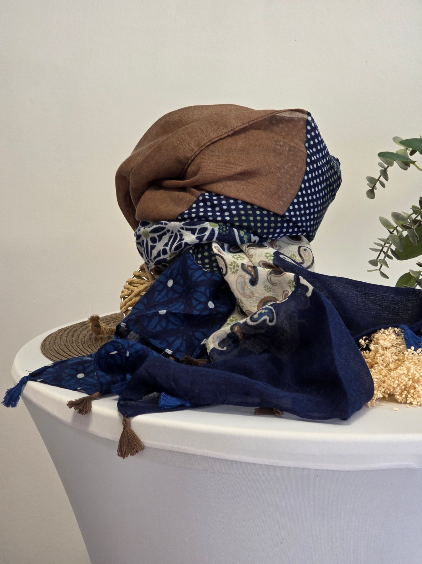 Foulard Femme Automne Hiver Bleu Maronné