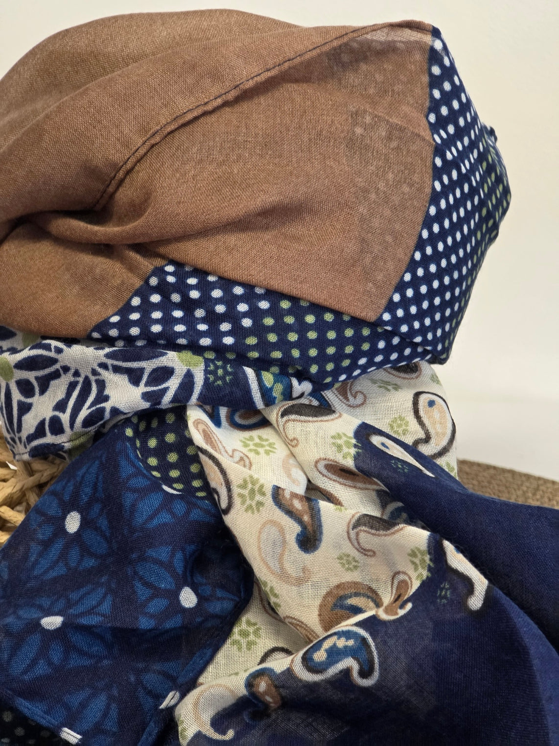 Foulard Femme Automne Hiver Bleu Maronné