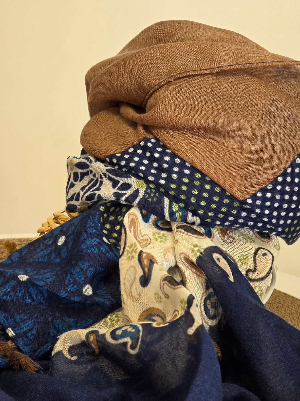 Foulard Femme Automne Hiver Bleu Maronné