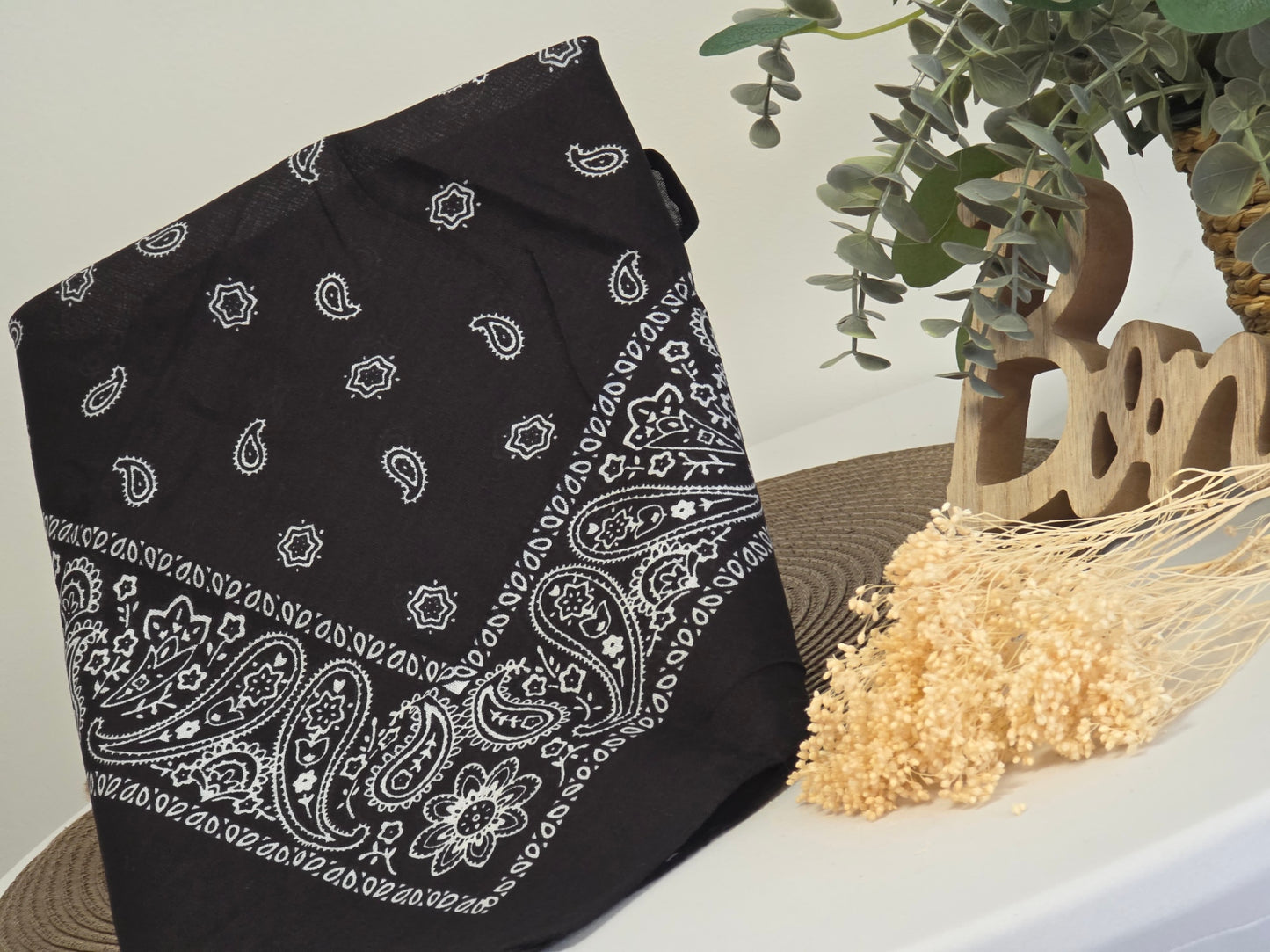 Black Printed Bandana