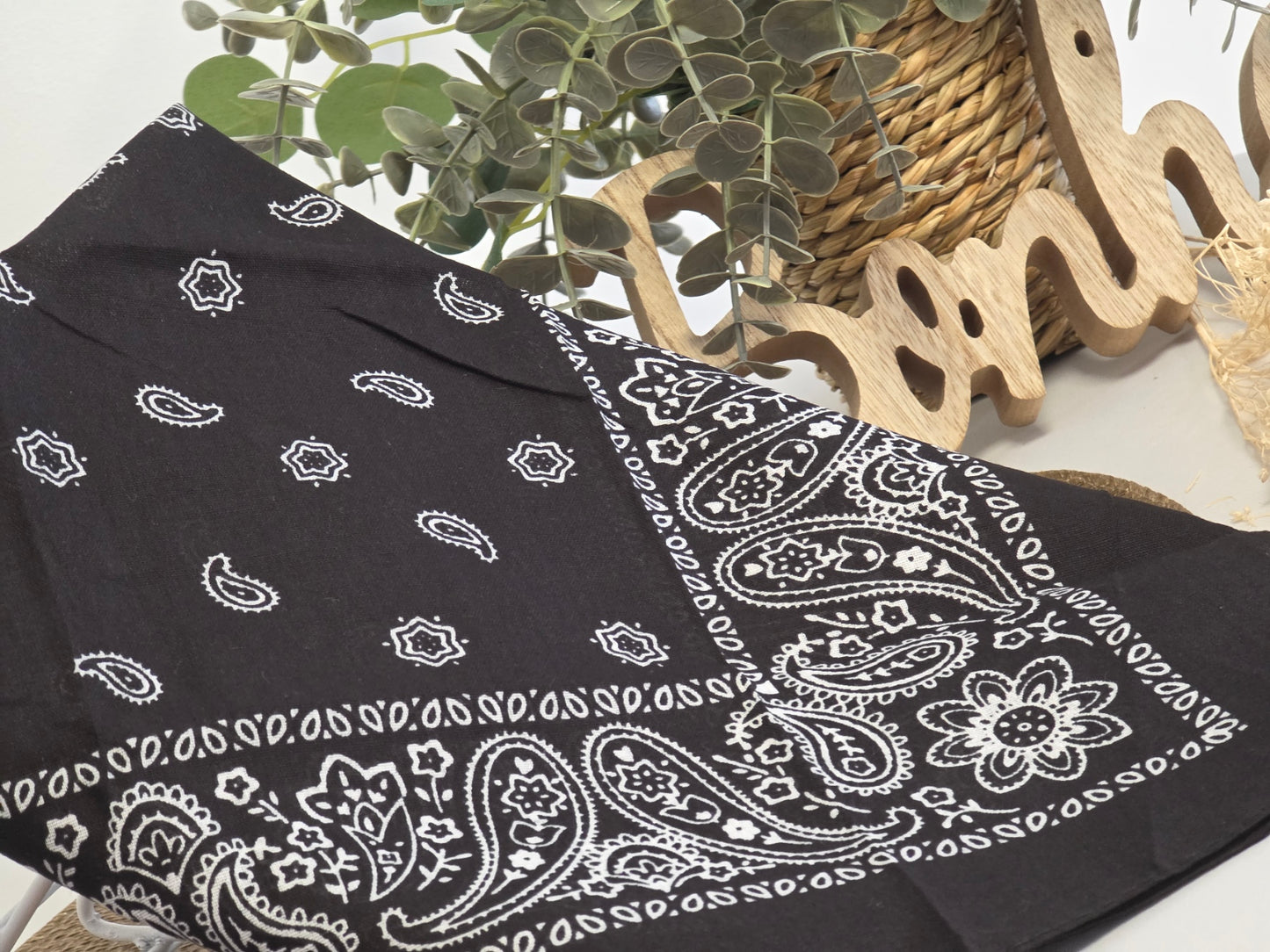 Black Printed Bandana